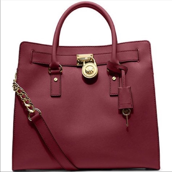 Michael Kors Handbags - NWT Michael Kors Hamilton Large in Claret